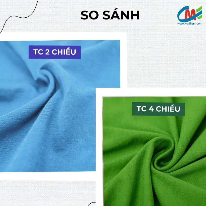 So sánh vải TC 2 chiều và vải TC 4 chiều
