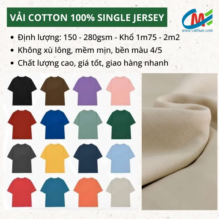 vải cotton single jersey